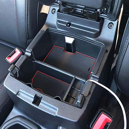 EDBETOS Center Console Organizer Tray Compatible with Jeep Wrangler JL/JLU 2018-2023 2024 2025 2026 and Gladiator JT Truck 2020-2026 Insert Accessories - Won't Covers The Light Inside (Red Trim) - color: Red