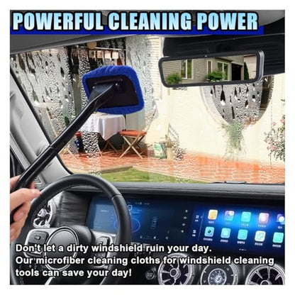 LAINLOY 7 Pack Microfiber Cloths, Replaceable Car Inside Windshield Cleaning Tool Bonnet, Reusable Window Washing Pads Cover Kit, Car Interior Glass Cleaner Towel Fit 5"