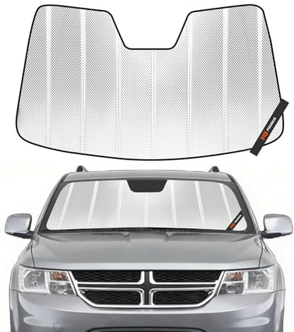 Pigenius Windshield Sun Shade for Dodge Journey 2009-2020. Reflective Aluminum Film Front Window Sunshade - BLAZBLOCK - color: Shiny Silver, size: 2009-2020 Journey