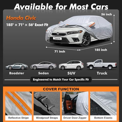 Car Cover Waterproof All-Weather,Heavy-Duty Outdoor Full Exterior Automobiles Sedan/Coupe (Length 179-185 inch) with Windshield Sun Shade Universal Fit Toyota Corolla,Honda Civic,Jetta etc - size: Fit Sedan Length 179-185 inch(3L)