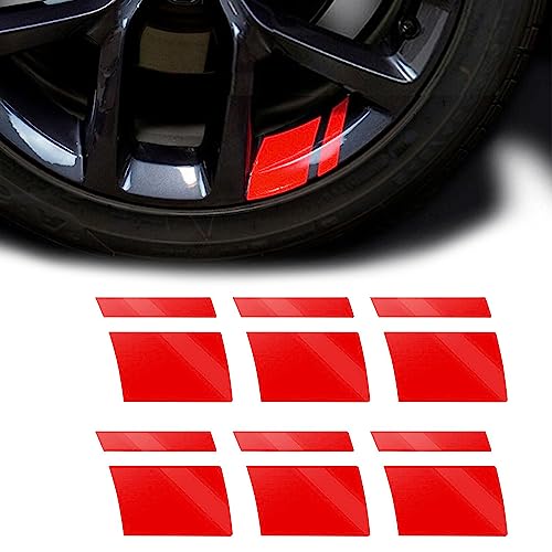 Pack-6 Car Reflective Stickers, Car Wheel Rim Stripe Decals, Universal Automotive Decals for 18-21 Inch Wheels Tire Rim Decoration Accessories (Red) - color: Red, size: 6 Pcs