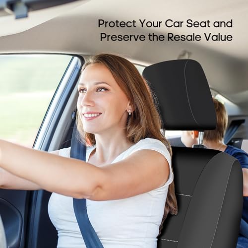FH Group Waterproof Neoprene Car Seat Covers Front Set – Universal Fit Front Seat Covers with Storage Pockets, Airbag Compatible Automotive Seat Covers for Cars, SUVs & Vans, Black - color: Black, style: Front Set