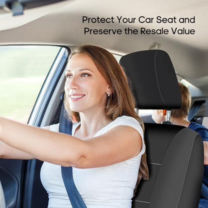 FH Group Waterproof Neoprene Car Seat Covers Front Set – Universal Fit Front Seat Covers with Storage Pockets, Airbag Compatible Automotive Seat Covers for Cars, SUVs & Vans, Black - color: Black, style: Front Set