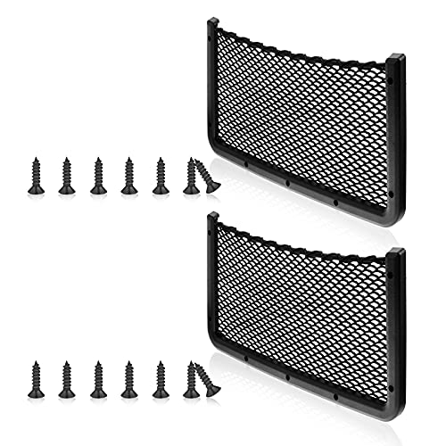 Frienda 4 Pcs Car Storage Net Bag, ABS Plastic Framed Mesh Net Holder, Phone & Cargo Organizer with Screws for Auto, Rv, Boat, Truck Pocket Storage (16 x 8 Inch) - size: 16 x 8 Inch