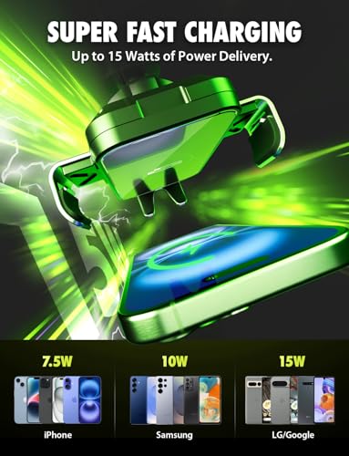Bracketron PwrUp Auto 15W Qi Fast Wireless Charging Car Mount Dashboard Windshield Air Vent Cell Phone Charger Cellphone Holder