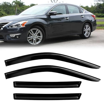Window Rain Guards Compatible 2013-2018 Nissan Altima 4PC Window Visors Vent Shade Deflector Tape On - size: 13-18 Nissan Altima