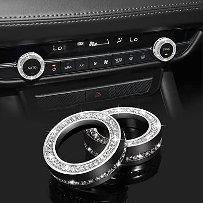TOMALL Bling Car AC Knob Covers Compatible with Mazda 3 CX-30 Center Console Air Conditioning Knob Button Cover Radio Button Cover Air Conditioner Cover Trim Interior Ring Bling Decoration for Car