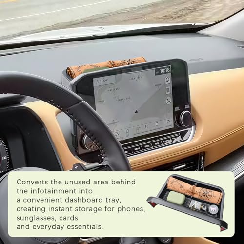 HGWEI Dash Storage Tray Compatible with 2021-2023 Nissan Rogue SL/Platinum Interior Accessories Center Console Dashboard Organizer Mount Holder Storage Tray Behind Screen (ONLY for 9 Inch), Black