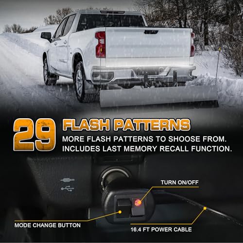 XRIDONSEN 60 inch Truck Tailgate White Strobe Lights Strip 360 LED Tail Emergency Light Bar Flashing Warning Hazard Safety Rear Lights for Tow Plow Trucks Construction Vehicles Pickup Trailer - color: White