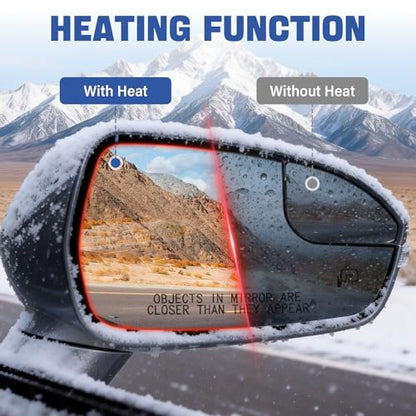 Passenger Side Mirror Replacement for 2013-2020 Ford Fusion, Right Side View Heated Convex Mirror with Blind Spot Rear Holder, Replace DS7Z17K707B - size: Right