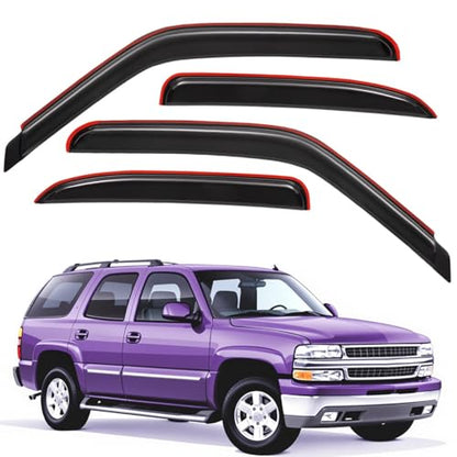 Lightronic In-Channel Auto Vent Window Visor, Fit 2000-2006 Chevrolet Tahoe & GMC Yukon, 2001-2006 Yukon Denali, 2002-2006 Cadillac Escalade, UV-Protect Rain Guard, Origin Wind Deflector, Smoke, 4-Pcs - size: In-Channel