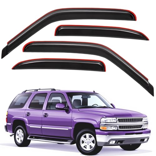 Lightronic In-Channel Auto Vent Window Visor, Fit 2000-2006 Chevrolet Tahoe & GMC Yukon, 2001-2006 Yukon Denali, 2002-2006 Cadillac Escalade, UV-Protect Rain Guard, Origin Wind Deflector, Smoke, 4-Pcs - size: In-Channel