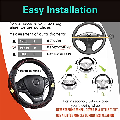 PINCTROT Steering Wheel Cover Great Grip with 3D Honeycomb Anti-Slip Design, Universal 14.5-15 Inch (Wine Red) - color: 1.Wine Red, size: Medium(Standard) Size[14 1/2''-15'']