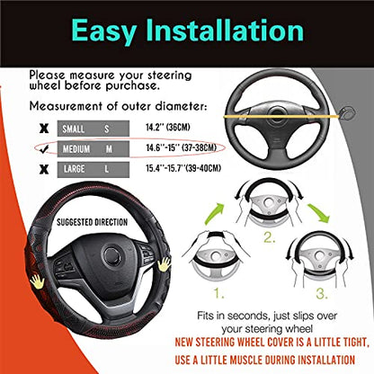 PINCTROT Steering Wheel Cover Great Grip with 3D Honeycomb Anti-Slip Design, Universal 14.5-15 Inch (Wine Red) - color: 1.Wine Red, size: Medium(Standard) Size[14 1/2''-15'']