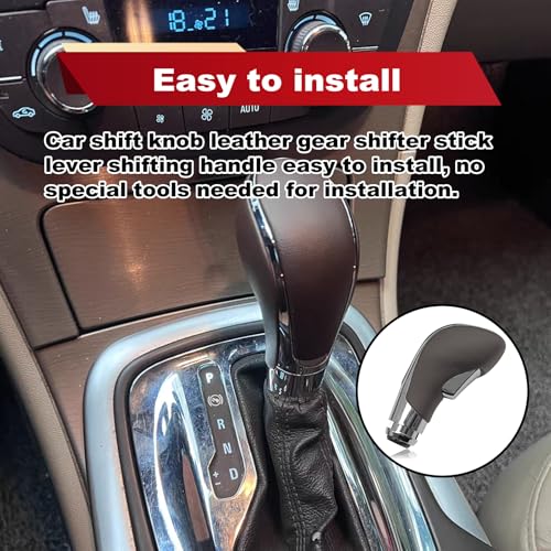 Automatic Gear Stick Shift Knob Compatible with 2012-2017 Buick Verano Car Gear Shift Knob Leather Car Stick Lever Gear Shifter Knob Cover Head Handle Lever(Brown) - color: brown