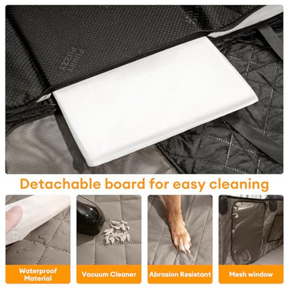FUNNY FUZZY Dog Car Seat Cover, Back Seat Extender for Dogs - 420Lb Hard Bottom Waterproof Pet Car Seat Cover, 600D Heavy Duty Pet Hammock with Non-Slip Bottom for Cars, SUV, Trucks - color: Taupe