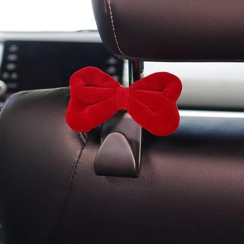 2-Pack Car Purse Hooks for Hanging Purses and Bags, Cute Bow car seat headrest Hooks for Hanging car Purse Hooks. (Velvety red) - color: velvety red