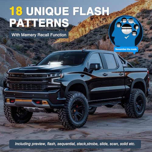 Nilight 12LED Traffic Advisor Strobe Light Bar White Emergency Warning Hazard Safety Dash Front/Rear Windshield Flashing Lights for Cars Trucks Police Firefighter Plow Construction Vehicles - color: White
