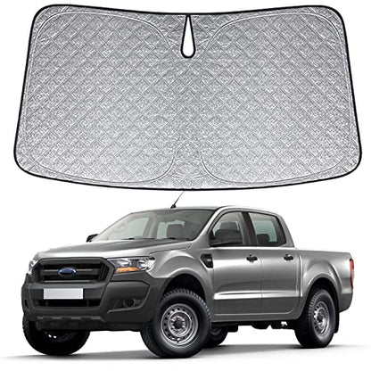 6 Layers Windshield Sun Shades Compatible with 2019-2024 Ford Ranger XL/XLT/Lariat, Foldable Car Sunshade with Storage Bag, Heat Reflective & UV Protection - size: 2019-2024 Ford Ranger