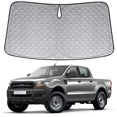6 Layers Windshield Sun Shades Compatible with 2019-2024 Ford Ranger XL/XLT/Lariat, Foldable Car Sunshade with Storage Bag, Heat Reflective & UV Protection - size: 2019-2024 Ford Ranger