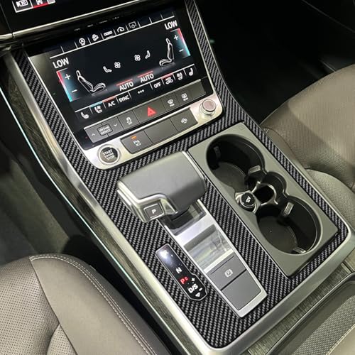 NVCNX Real Premium Carbon Fiber Accessories for Audi Q8 2019-2026 / Q7 SQ7 SQ8 RS Q8 2020-2026 2021 2022 2023 2024 2025 Car Center Console Gear Shift Panel Cover Interior Trim Sticker Decal 1PC - color: Center Console Gear Shift Panel Trim