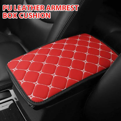HZEL Car Center Console Cushion Pad, PU Leather Vehicle Armrest Protection Cover, Waterproof Automotive Interior Arm Rest Seat Box Mat Accessories, Universal for SUV, Sedan, Truck (Red) - color: Red