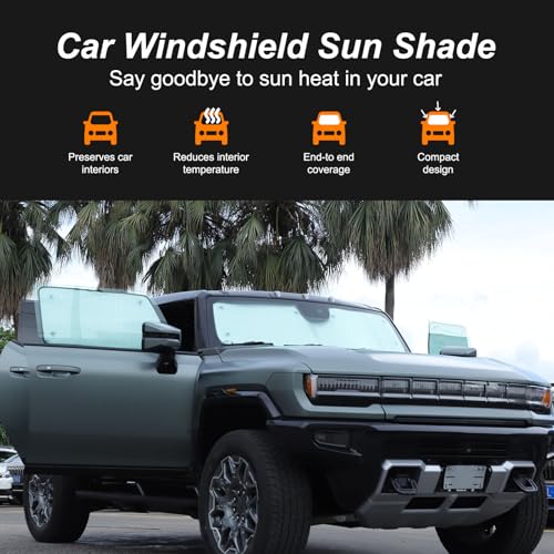 Auto Side Window Front Seat Reflective Sunshade Fit for Hummer EV 2022-2026 SUV/SUT, Side Window Front Seat Reflective Sunshade and Front Windshield Sun Shade, Foldable Sun Shield