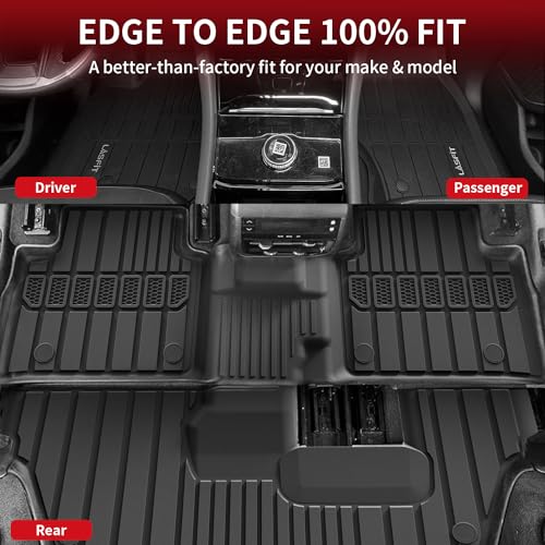 LASFIT Floor Mats & Trunk Mat for Jeep Grand Cherokee L 2021-2025 2026 7-Passenger (NOT Fit for 6-Passenger) All Weather TPE Custom Fit Car Mats Floor Liners Cargo Liner Cargo Mat Black - style: Grand Cherokee L 7 Seats 21-26