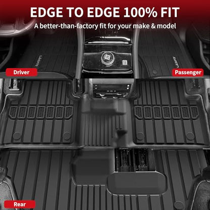LASFIT Floor Mats & Trunk Mat for Jeep Grand Cherokee L 2021-2025 2026 7-Passenger (NOT Fit for 6-Passenger) All Weather TPE Custom Fit Car Mats Floor Liners Cargo Liner Cargo Mat Black - style: Grand Cherokee L 7 Seats 21-26