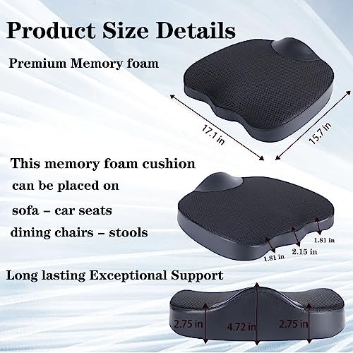 Decompression Cushion, Comfort Memory Foam Seat Cushion for Car Seat Drivers, Tailbone (Coccyx) Pain Relief Cushion, Office Chair Cushion (Black) - color: Black