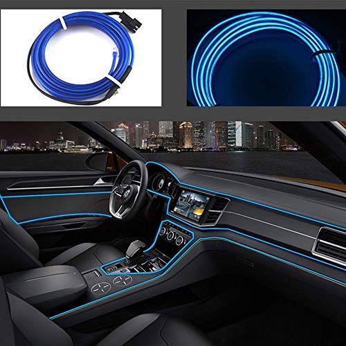 ABALDI Interior Car Lights El Wire Rope Lights Neon Atmosphere Glowing Strobing Electroluminescent Light for Car Interior Decoration(3m/9ft,Blue) - color: Blue, size: 3m