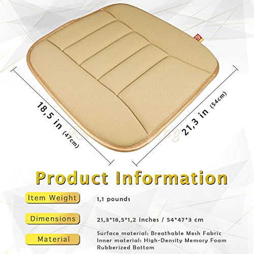 Car Seat Cushion Pad for Home Use Car Driver Seat Office Chair Memory Foam Seat Cushion(Khaki) - color: Khaki