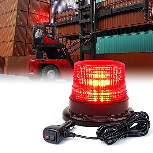 Xprite LED Beacon Light, Forklift Strobe Lights w/Magnetic Base for Construction Vehicles, TowTrucks, Security Patrol, Postal, Golf Carts, UTV ATV, Snow Plows-Red - color: Red