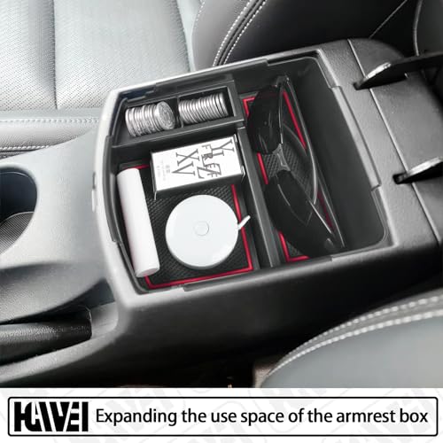 HGWEI Center Console Tray Organizer Compatible with Kia Seltos 2020 2021 2022 2023 2024 2025 2026 Accessories, Middle Armrest Insert Container ABS Secondary Storage Box, Red - color: red