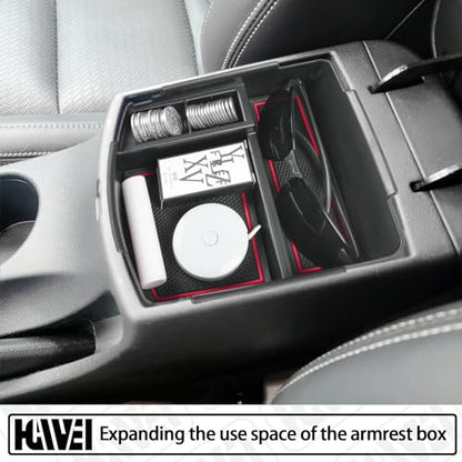HGWEI Center Console Tray Organizer Compatible with Kia Seltos 2020 2021 2022 2023 2024 2025 2026 Accessories, Middle Armrest Insert Container ABS Secondary Storage Box, Red - color: red