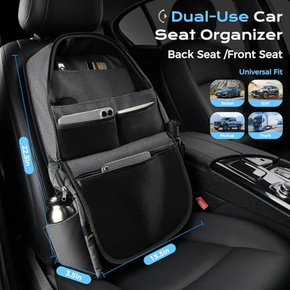 Coverado Backseat Car Organizer 2 Packs, Heavy-Duty Durable Dual-Way Use Car Back Seat Organizer Waterproof with Multi Pockets, Zipper Closure Design, Protect Valuables from Spills, Keeps Car Tidy - size: 2 Pack-New