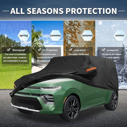 X AUTOHAUX Car Cover for Kia Soul Aluminum Film Outdoor Waterproof Sun Rain Snow Hail Protection with Driver Door Zipper - size: for Kia Soul