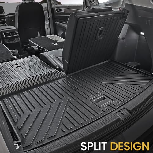 Cargo Mat with Backrest Mats for Volkswagen VW Atlas 6/7 Seats 2018-2025 2026 Car Mat Accessories(Not Fit Cross Sport), All Weather TPE Trunk Cargo Liner(Cargo Mat with Backrest Mats) - style: Cargo Mat with Backrest Mats