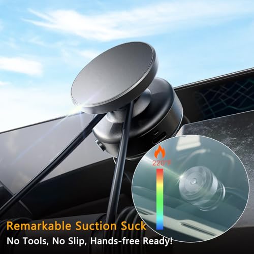 Auto Suction Cup Phone Mount, Quick-Release Vacuum Magnetic Car Phone Holder for Smooth Surface/Gym/Mirror, 360 Adjustable for Magsafe iPhone 17 16 Air Pro Max 15 - color: Black