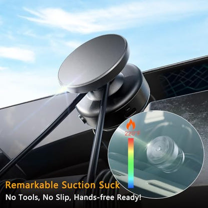 Auto Suction Cup Phone Mount, Quick-Release Vacuum Magnetic Car Phone Holder for Smooth Surface/Gym/Mirror, 360 Adjustable for Magsafe iPhone 17 16 Air Pro Max 15 - color: Black