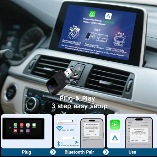 Sehawei 2-in-1 Wireless CarPlay/Android Car Adapter 2025 Upgrade Wired CarPlay to Wireless Mini USB & Reset Button Design for Cars Built-in CarPlay/Android Car