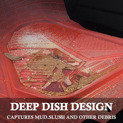 CAR PASS Heavy Duty Rubber Car Mats, Deep-Dish All Weather Car Floor Mats Girly for Women, Universal Trim-to-Fit for SUVs Trucks Sedans, Waterproof Anti-Slip, 3 Pieces Transparent Pink - color: Pink