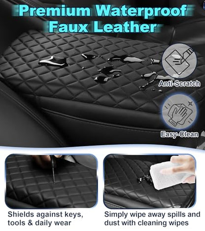 Center Console Cover for Ford Explorer Arm Rest Lid, Diamond Quilted Armrest Pad with 1-Inch Comfort Lift (2020-2026)