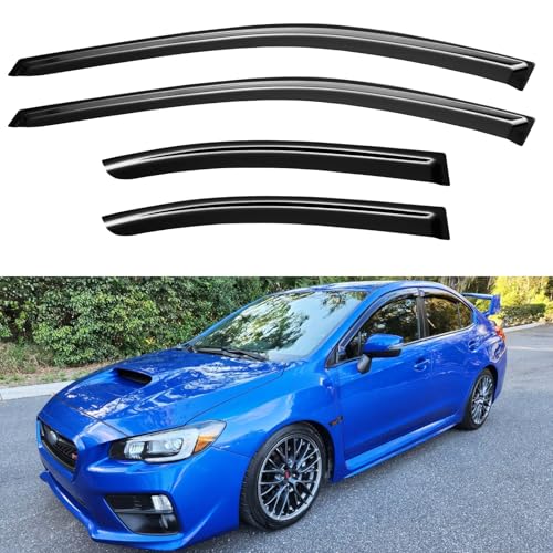YQAUTEC Window Visors Rain Guards Shield Compatible with 2015-2021 Subaru WRX, Window Wind Deflectors Vent Shades for 15-21 Premium Limited STi - size: Y273SW
