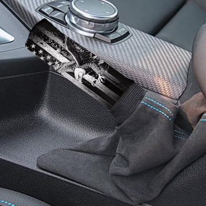 KEIAHUAN 2 Pack PCar Gear Shift Knob Cover & Handbrake Cover Breathable Anti-Slip Comfy Gear Shift Covers Universal for Most Cars,Sedans,SUVs, American Flag Eagle - color: American Flag Eagle-black