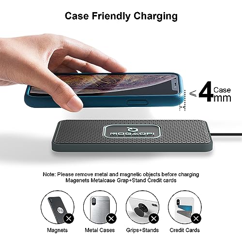 Wireless Charging Pad for Car, MOGAOPI 15W Type C Wireless Charger Car, PD20W Fast Car Charger Compatible with iPhone 16 Pro Max/15 Plus/14/13/12 AirPods Pro Samsung S23/S22/21 (30 cm Cable)