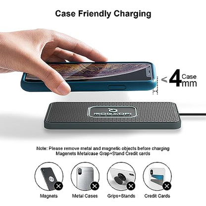 Wireless Charging Pad for Car, MOGAOPI 15W Type C Wireless Charger Car, PD20W Fast Car Charger Compatible with iPhone 16 Pro Max/15 Plus/14/13/12 AirPods Pro Samsung S23/S22/21 (30 cm Cable)