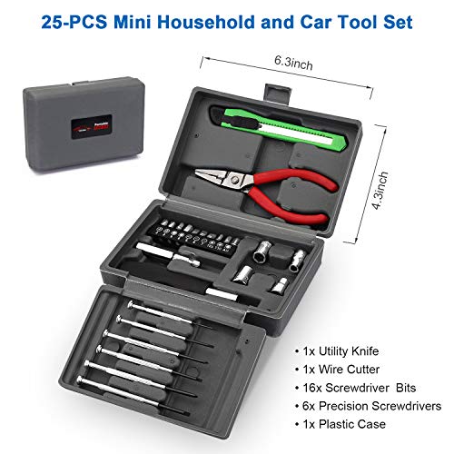 Vetoos Roadside Emergency Car Kit with Jumper Cables, Auto Vehicle Safety Road Side Assistance Kit Essentials, Winter Car Kit for Women and Men, with Mini Car Tool Set, Dial Tire Pressure Gauge - style: Essential Kit + Mini Tool Set