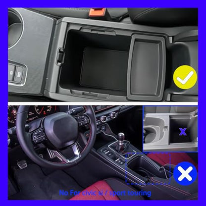 2025 2026 Civic Double Center Console Organizer Tray for 2022-2026 Honda Civic 11th Gen Sedan Hatchback LX EX Sport 2025 Accessories Civic 2026 Central Console Organizer Insert Tray(2pcs) - style: Double Box-2pcs