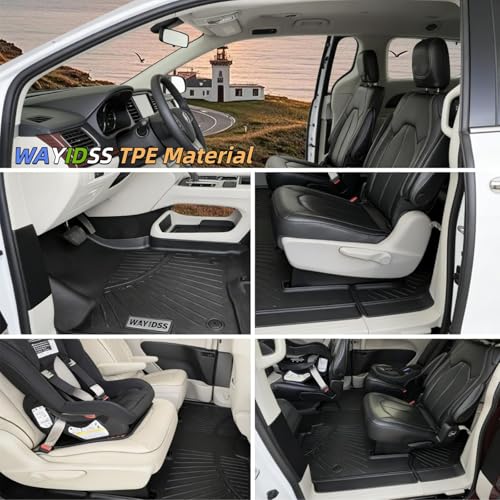Floor Mats for 2017-2025 2026 Chrysler Pacifica(Hybrid Models), Fit 7 and 8 Passenger Model with Cargo Liners,TPE All Weather Protection Car Full Set Mats,for Pacifica 2017-2026 car Accessories - size: 2017-2026 Pacifica Full Set Mat（non Fuel）